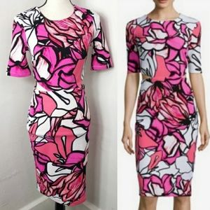 Bisou Bisou Pink Foral cutout dress Sz 10